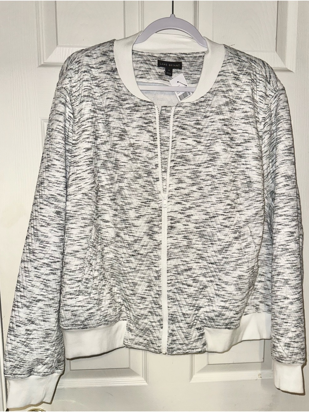 Lane Bryant Zip SweaterJacket in Heather White/Grey
